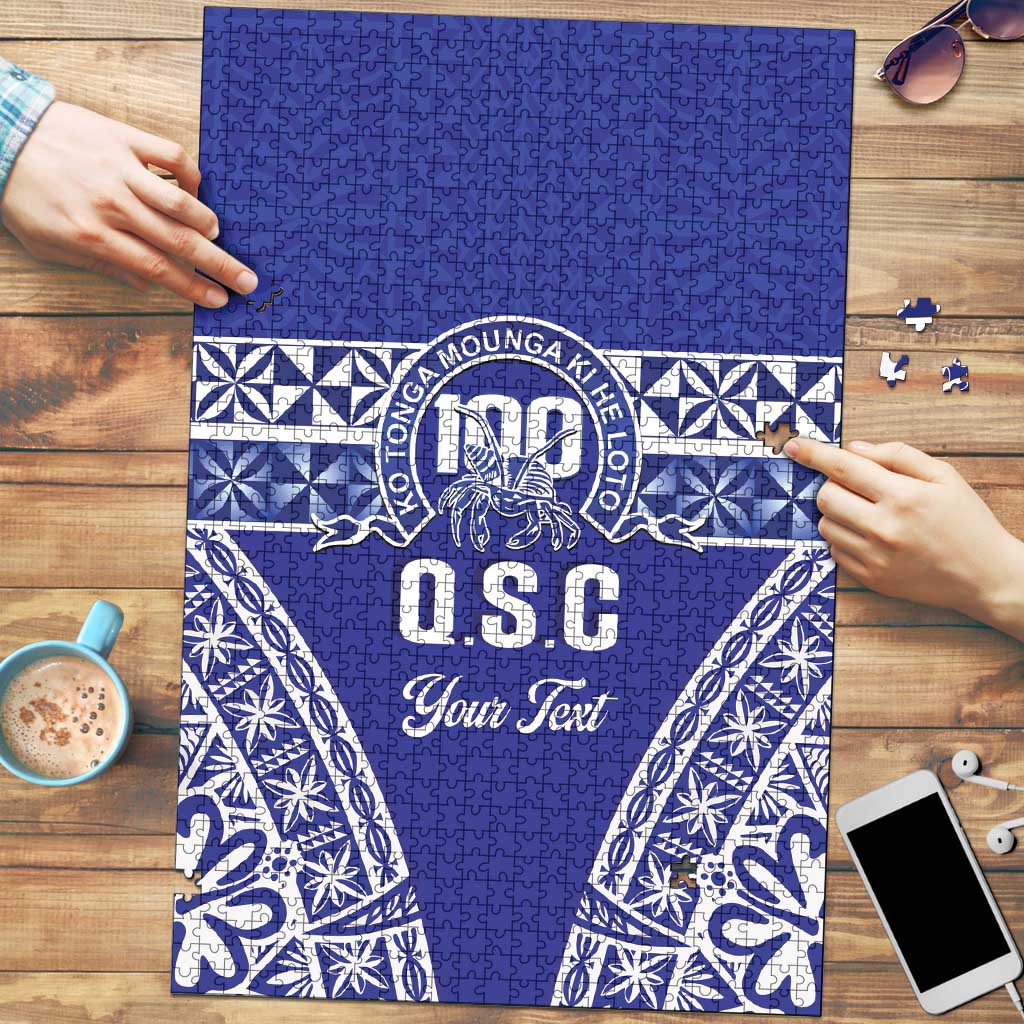 Personalised Queen Salote College Puzzle Kolisi Fefine 100th Anniversary Kupesi Blue - Polynesian Pride