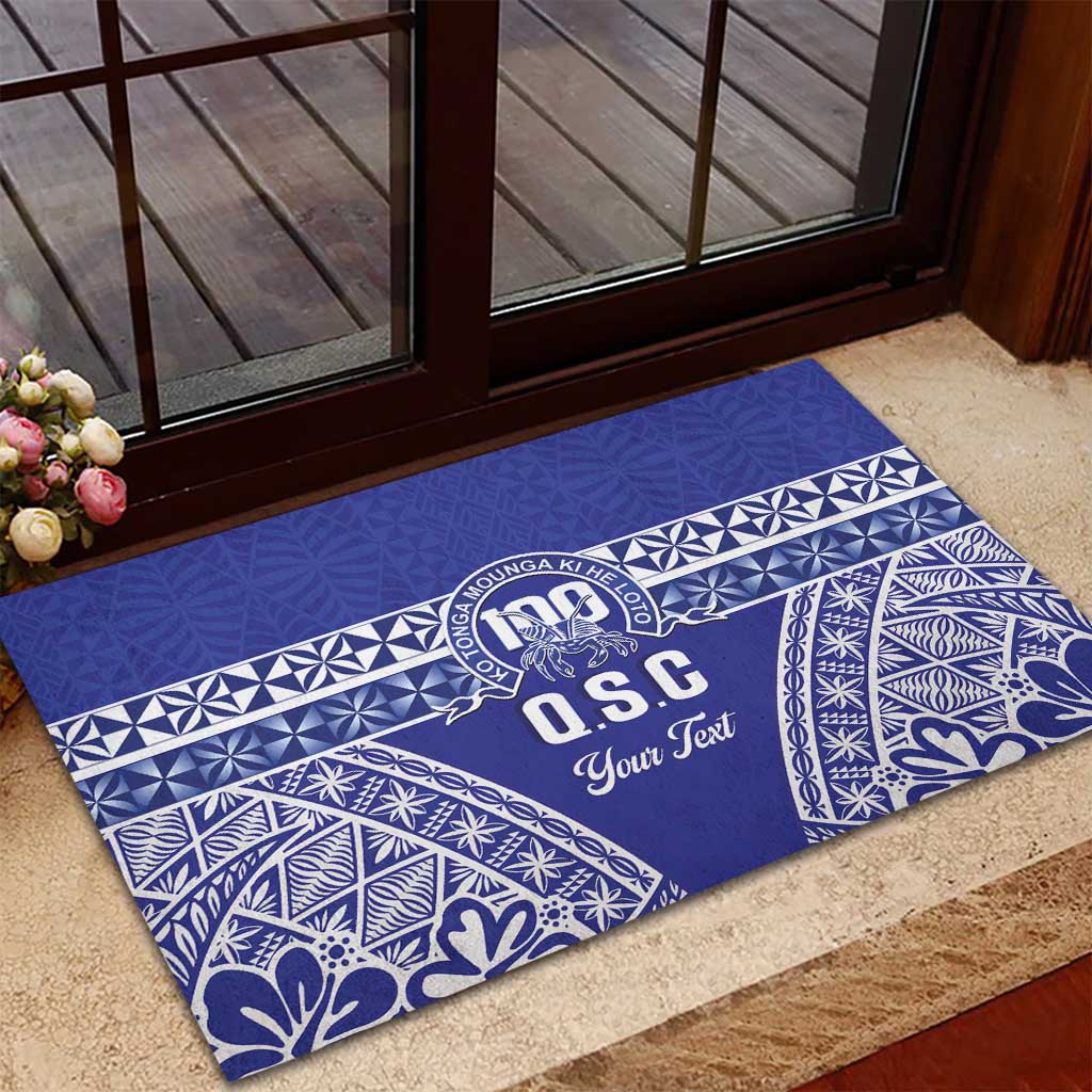 Personalised Queen Salote College Rubber Doormat Kolisi Fefine 100th Anniversary Kupesi Blue - Polynesian Pride
