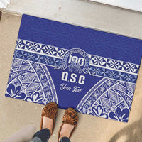 Personalised Queen Salote College Rubber Doormat Kolisi Fefine 100th Anniversary Kupesi Blue - Polynesian Pride