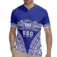 Personalised Queen Salote College Rugby Jersey Kolisi Fefine 100th Anniversary Kupesi Blue - Polynesian Pride