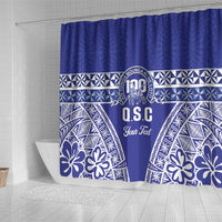 Personalised Queen Salote College Shower Curtain Kolisi Fefine 100th Anniversary Kupesi Blue - Polynesian Pride