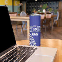Personalised Queen Salote College Skinny Tumbler Kolisi Fefine 100th Anniversary Kupesi Blue - Polynesian Pride