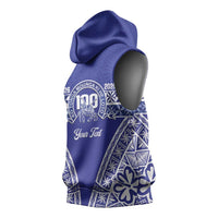 Personalised Queen Salote College Sleeveless Hoodie Kolisi Fefine 100th Anniversary Kupesi Blue - Polynesian Pride