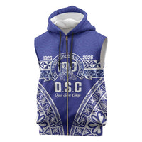 Personalised Queen Salote College Sleeveless Zip Hoodie Kolisi Fefine 100th Anniversary Kupesi Blue - Polynesian Pride