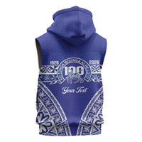 Personalised Queen Salote College Sleeveless Zip Hoodie Kolisi Fefine 100th Anniversary Kupesi Blue - Polynesian Pride