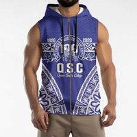 Personalised Queen Salote College Sleeveless Zip Hoodie Kolisi Fefine 100th Anniversary Kupesi Blue - Polynesian Pride
