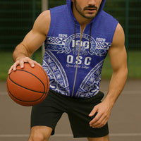 Personalised Queen Salote College Sleeveless Zip Hoodie Kolisi Fefine 100th Anniversary Kupesi Blue - Polynesian Pride