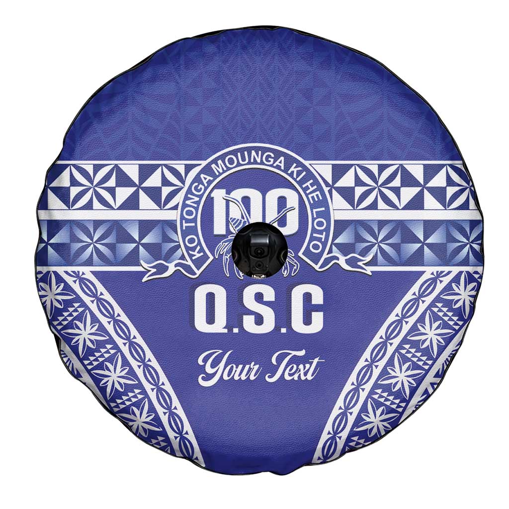 Personalised Queen Salote College Spare Tire Cover Kolisi Fefine 100th Anniversary Kupesi Blue - Polynesian Pride
