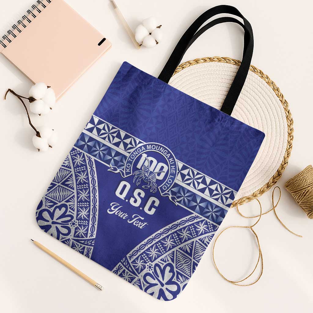 Personalised Queen Salote College Tote Bag Kolisi Fefine 100th Anniversary Kupesi Blue - Polynesian Pride
