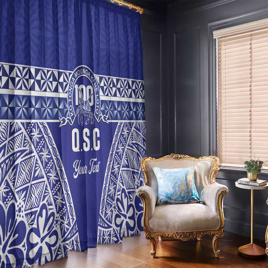 Personalised Queen Salote College Window Curtain Kolisi Fefine 100th Anniversary Kupesi Blue - Polynesian Pride