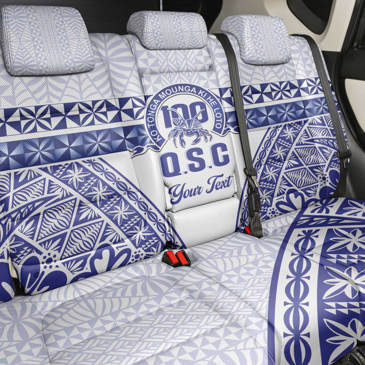 Personalised Queen Salote College Back Car Seat Cover Kolisi Fefine 100th Anniversary Kupesi White - Polynesian Pride