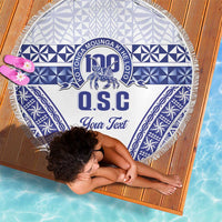 Personalised Queen Salote College Beach Blanket Kolisi Fefine 100th Anniversary Kupesi White - Polynesian Pride