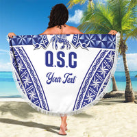 Personalised Queen Salote College Beach Blanket Kolisi Fefine 100th Anniversary Kupesi White - Polynesian Pride