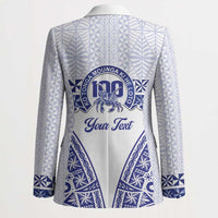 Personalised Queen Salote College Blazer Kolisi Fefine 100th Anniversary Kupesi White - Polynesian Pride