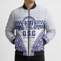 Personalised Queen Salote College Bomber Puffer Jacket Kolisi Fefine 100th Anniversary Kupesi White - Polynesian Pride