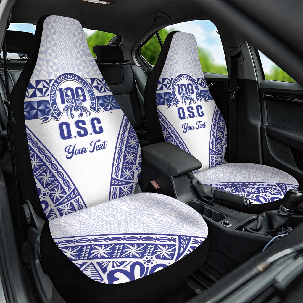 Personalised Queen Salote College Car Seat Cover Kolisi Fefine 100th Anniversary Kupesi White - Polynesian Pride