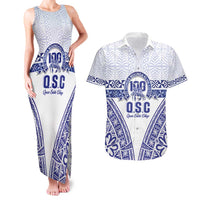 Personalised Queen Salote College Couples Matching Tank Maxi Dress and Hawaiian Shirt Kolisi Fefine 100th Anniversary Kupesi White - Polynesian Pride