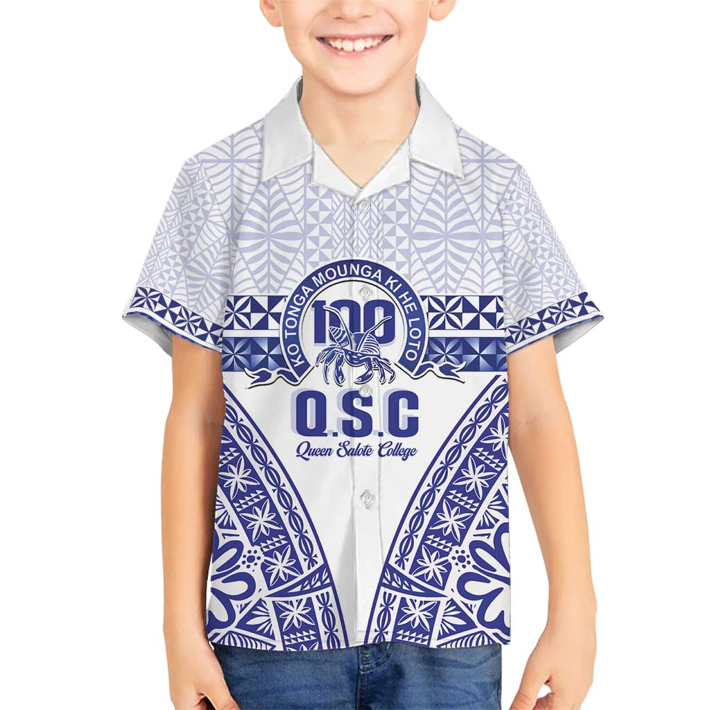 Personalised Queen Salote College Family Matching Puletasi and Hawaiian Shirt Kolisi Fefine 100th Anniversary Kupesi White - Polynesian Pride