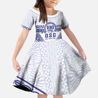 Personalised Queen Salote College Family Matching Short Sleeve Bodycon Dress and Hawaiian Shirt Kolisi Fefine 100th Anniversary Kupesi White - Polynesian Pride