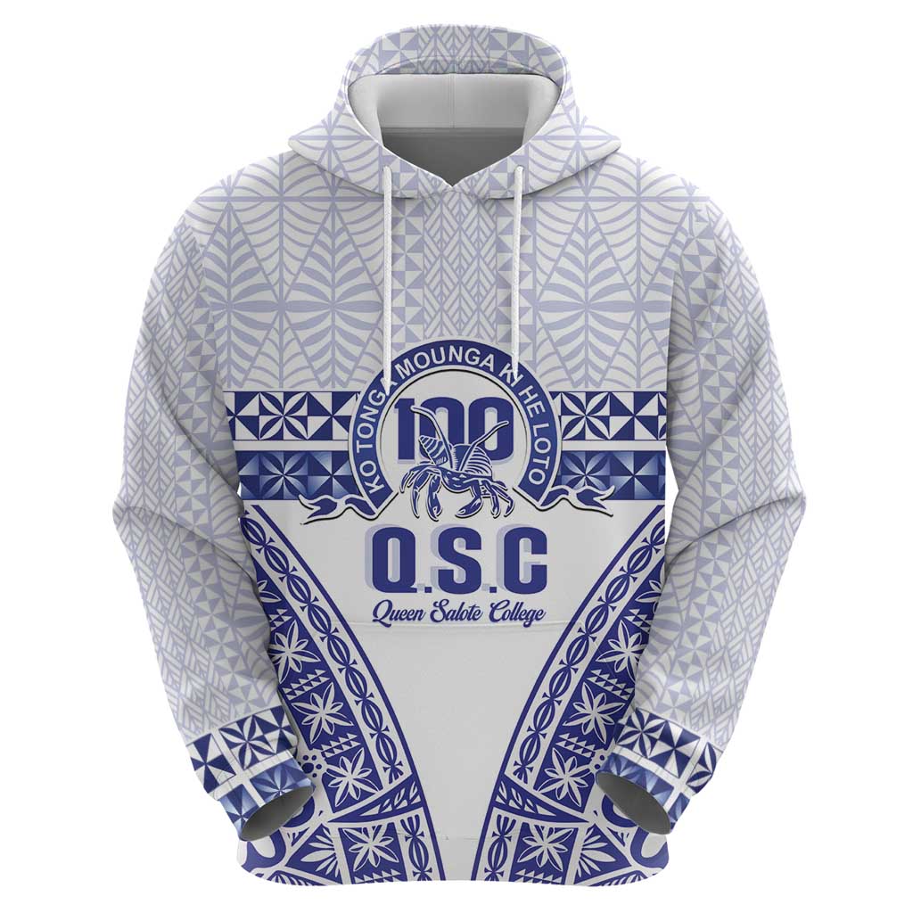 Personalised Queen Salote College Hoodie Kolisi Fefine 100th Anniversary Kupesi White - Polynesian Pride