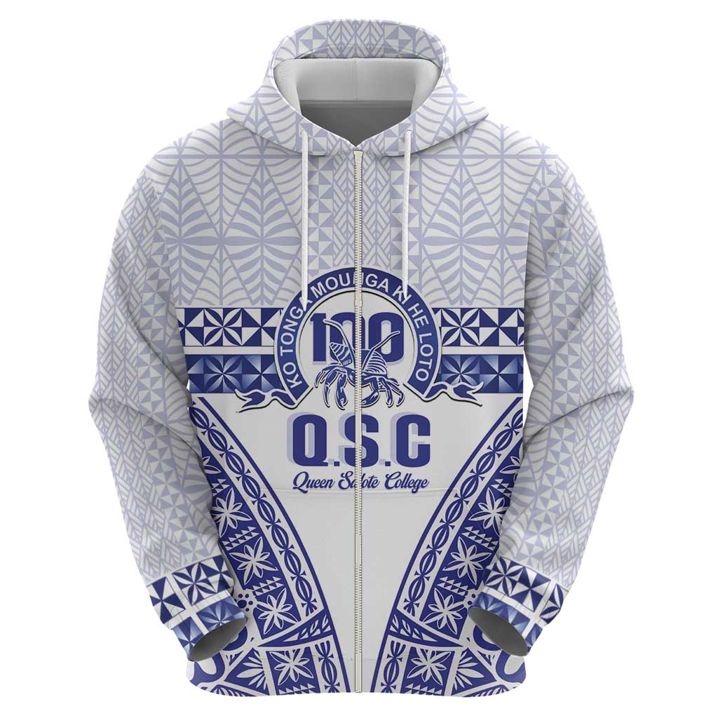 Personalised Queen Salote College Hoodie Kolisi Fefine 100th Anniversary Kupesi White - Polynesian Pride