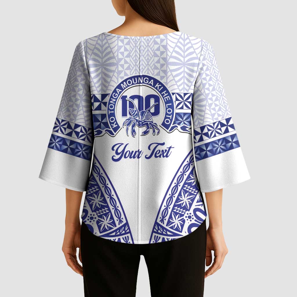 Personalised Queen Salote College Kimono Sleeve Blouse Kolisi Fefine 100th Anniversary Kupesi White - Polynesian Pride