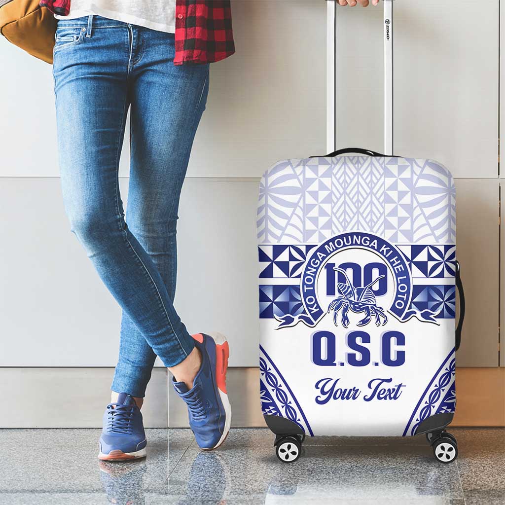 Personalised Queen Salote College Luggage Cover Kolisi Fefine 100th Anniversary Kupesi White - Polynesian Pride
