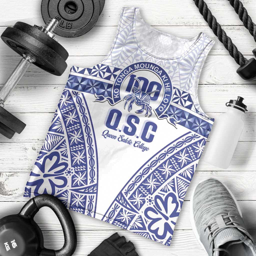 Personalised Queen Salote College Men Tank Top Kolisi Fefine 100th Anniversary Kupesi White - Polynesian Pride