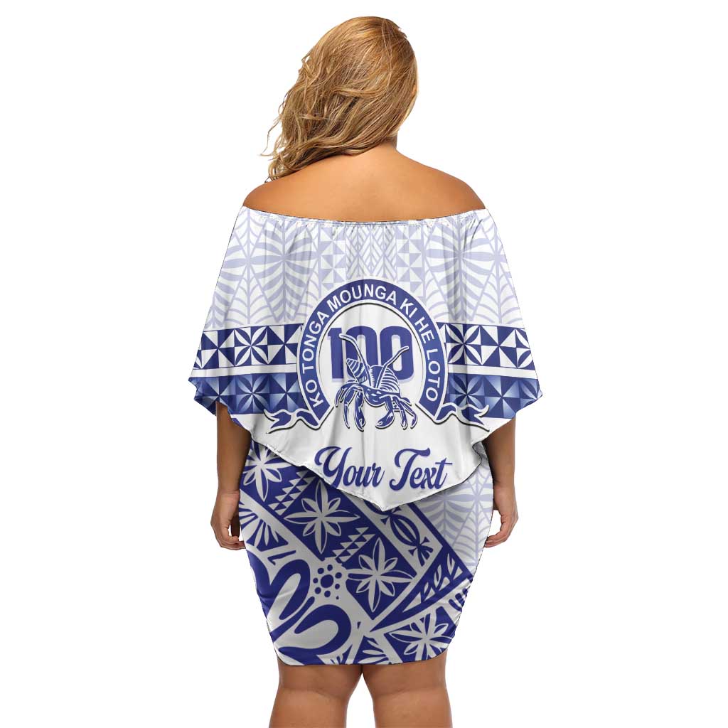 Personalised Queen Salote College Off Shoulder Short Dress Kolisi Fefine 100th Anniversary Kupesi White - Polynesian Pride