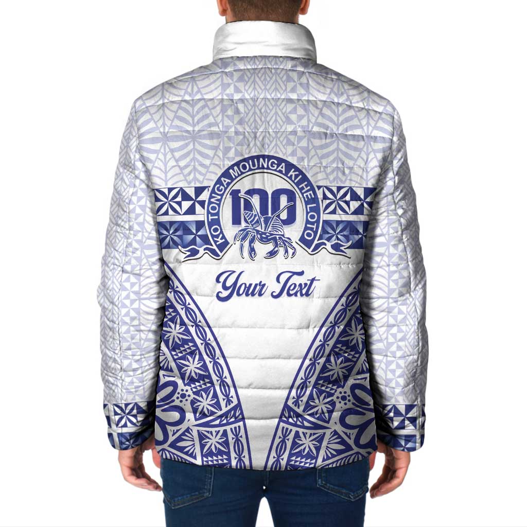 Personalised Queen Salote College Padded Jacket Kolisi Fefine 100th Anniversary Kupesi White - Polynesian Pride