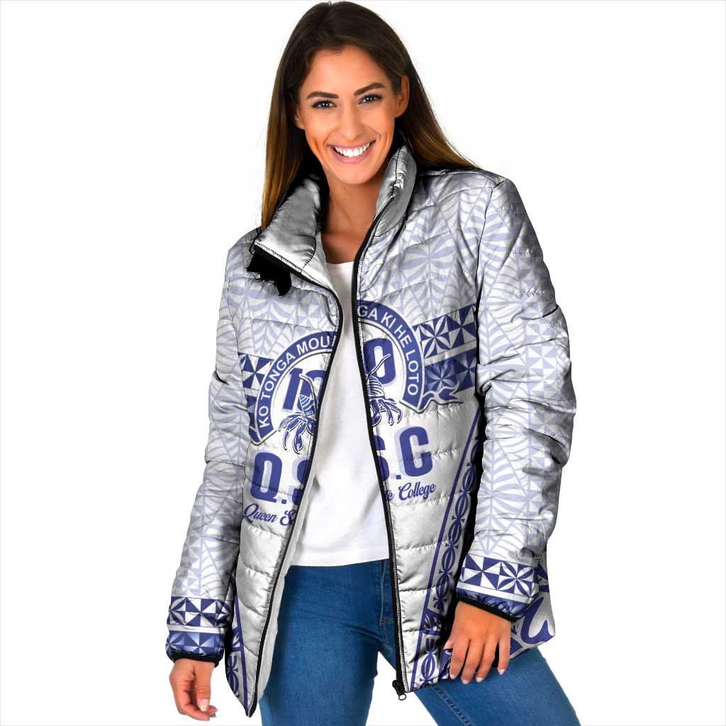 Personalised Queen Salote College Padded Jacket Kolisi Fefine 100th Anniversary Kupesi White - Polynesian Pride