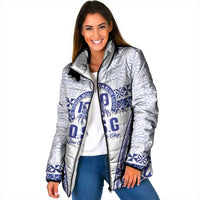 Personalised Queen Salote College Padded Jacket Kolisi Fefine 100th Anniversary Kupesi White - Polynesian Pride