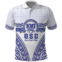 Personalised Queen Salote College Polo Shirt Kolisi Fefine 100th Anniversary Kupesi White - Polynesian Pride