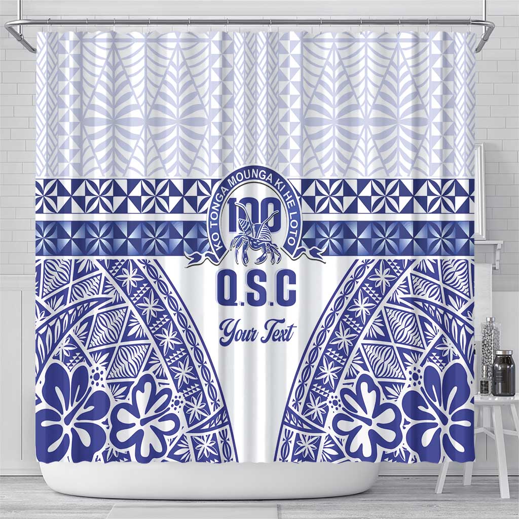 Personalised Queen Salote College Shower Curtain Kolisi Fefine 100th Anniversary Kupesi White - Polynesian Pride