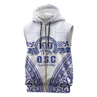 Personalised Queen Salote College Sleeveless Zip Hoodie Kolisi Fefine 100th Anniversary Kupesi White - Polynesian Pride