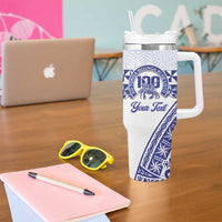 Personalised Queen Salote College Tumbler With Handle Kolisi Fefine 100th Anniversary Kupesi White - Polynesian Pride