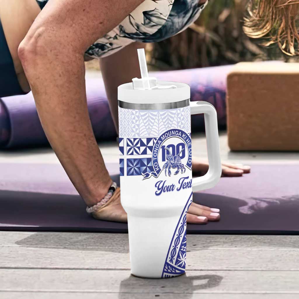 Personalised Queen Salote College Tumbler With Handle Kolisi Fefine 100th Anniversary Kupesi White - Polynesian Pride