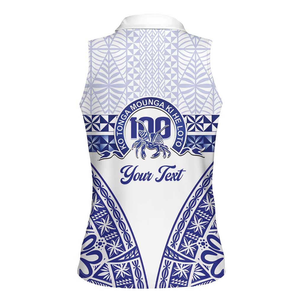 Personalised Queen Salote College Women Sleeveless Polo Shirt Kolisi Fefine 100th Anniversary Kupesi White - Polynesian Pride