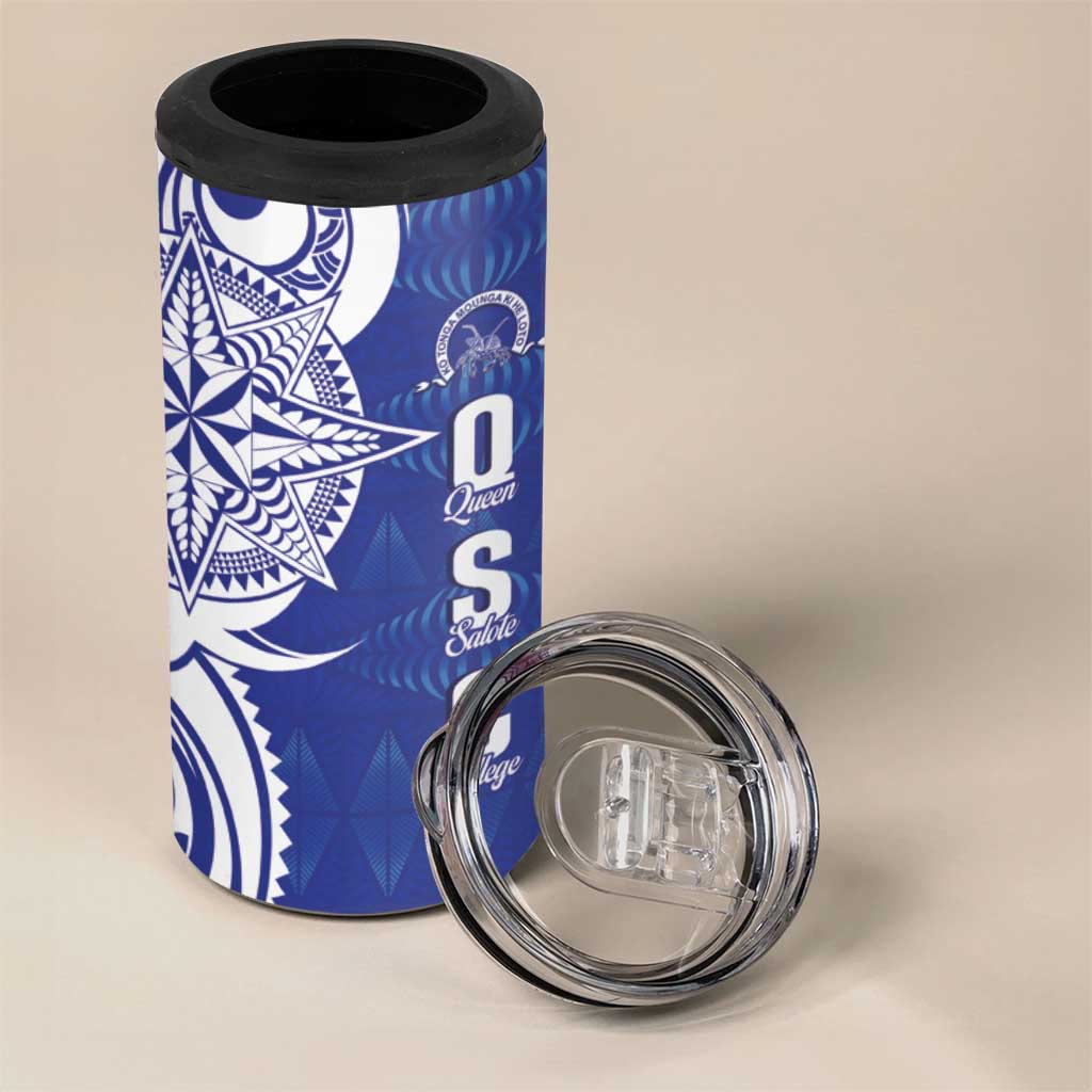 Personalised Queen Salote College 4 in 1 Can Cooler Tumbler QSC Est 1926 Ngatu Pattern - Polynesian Pride
