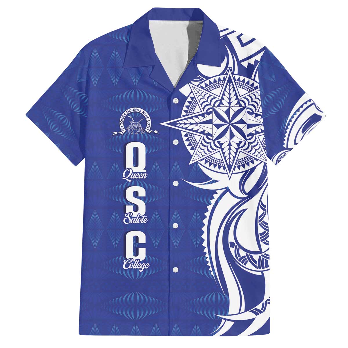 Personalised Queen Salote College Family Matching Off The Shoulder Long Sleeve Dress and Hawaiian Shirt QSC Est 1926 Ngatu Pattern - Polynesian Pride