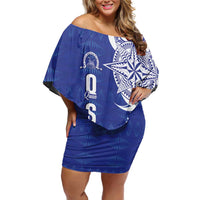 Personalised Queen Salote College Family Matching Off Shoulder Short Dress and Hawaiian Shirt QSC Est 1926 Ngatu Pattern - Polynesian Pride
