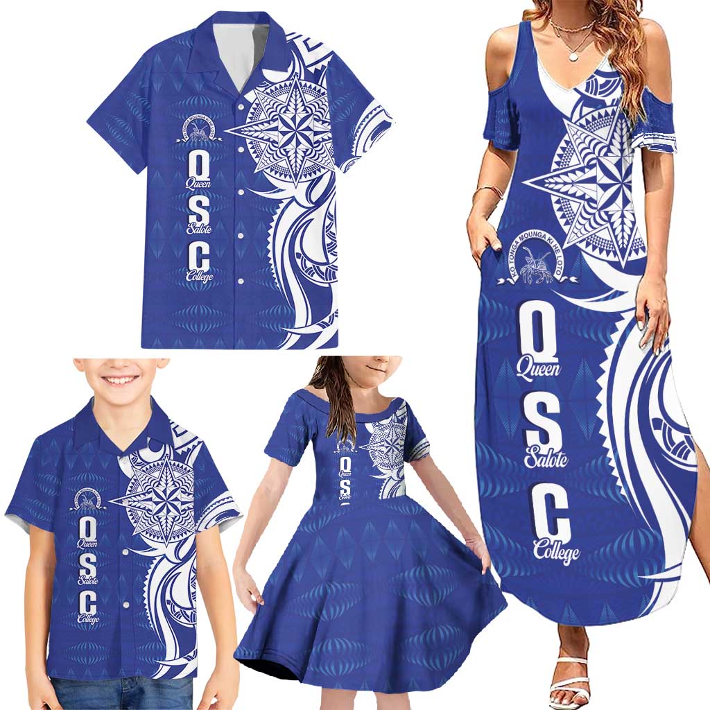 Personalised Queen Salote College Family Matching Summer Maxi Dress and Hawaiian Shirt QSC Est 1926 Ngatu Pattern - Polynesian Pride