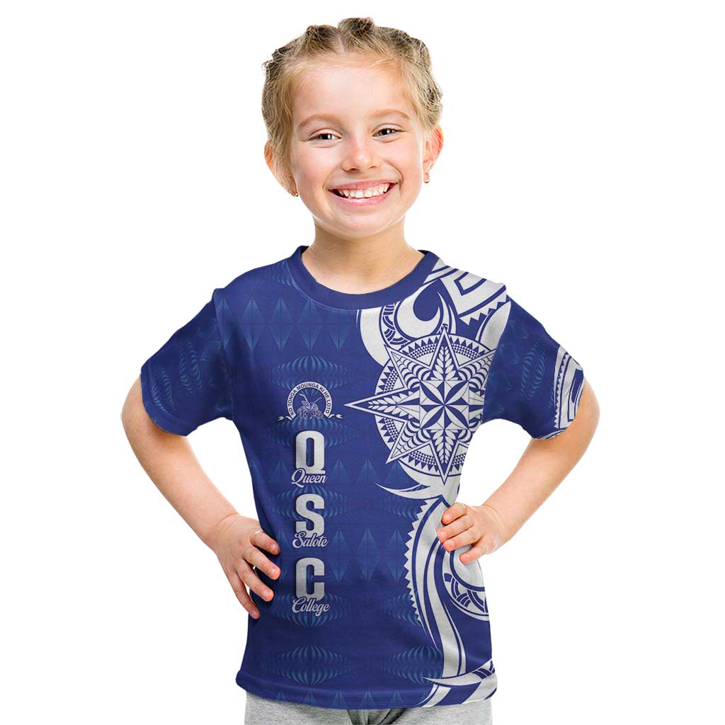 Personalised Queen Salote College Kid T Shirt QSC Est 1926 Ngatu Pattern - Polynesian Pride