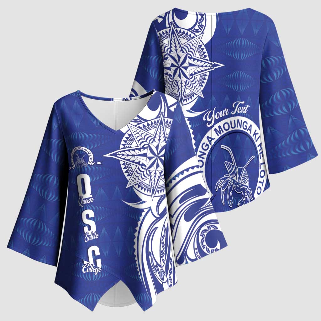 Personalised Queen Salote College Kimono Sleeve Blouse QSC Est 1926 Ngatu Pattern - Polynesian Pride