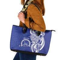 Personalised Queen Salote College Leather Tote Bag QSC Est 1926 Ngatu Pattern - Polynesian Pride