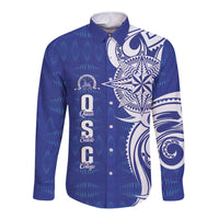 Personalised Queen Salote College Long Sleeve Button Shirt QSC Est 1926 Ngatu Pattern - Polynesian Pride