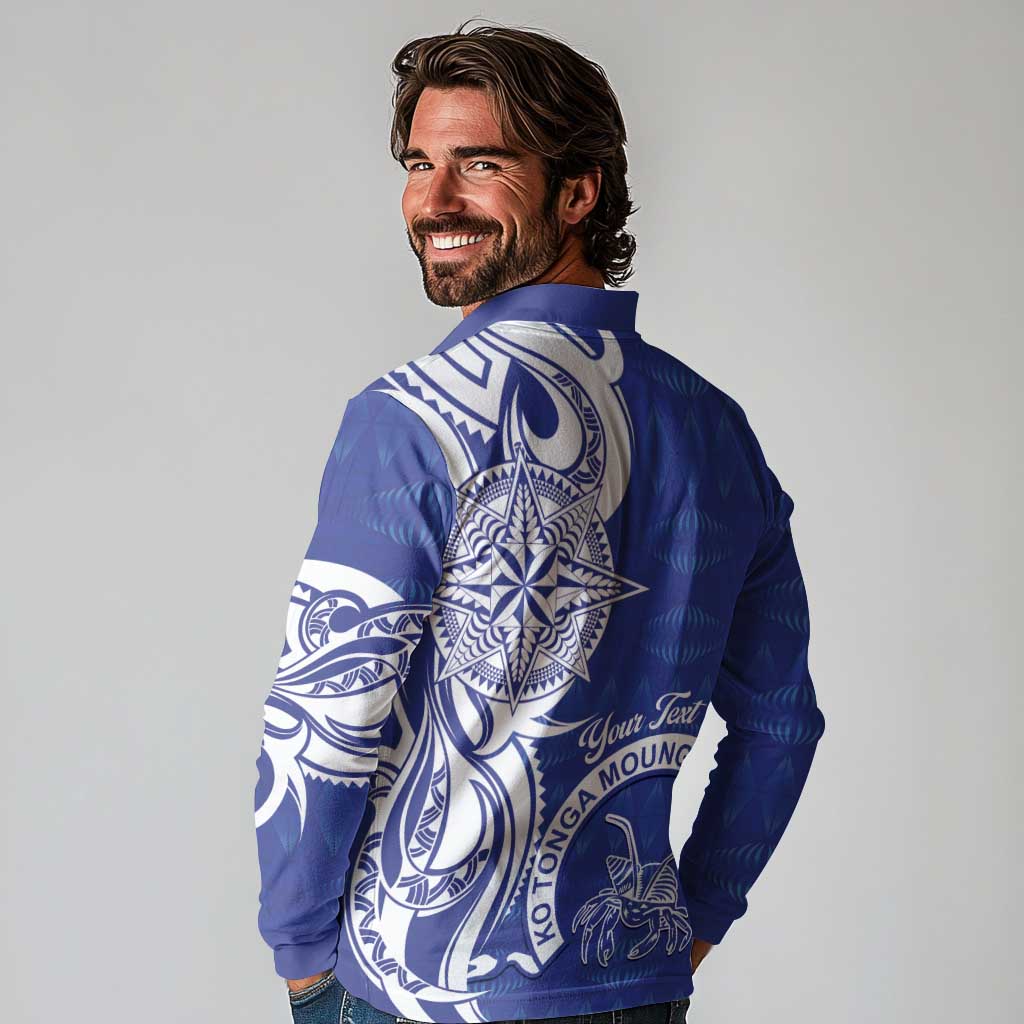 Personalised Queen Salote College Long Sleeve Polo Shirt QSC Est 1926 Ngatu Pattern - Polynesian Pride