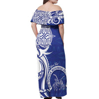 Personalised Queen Salote College Off Shoulder Maxi Dress QSC Est 1926 Ngatu Pattern - Polynesian Pride
