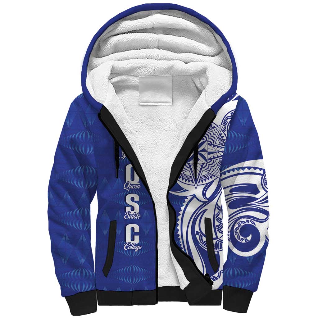 Personalised Queen Salote College Sherpa Hoodie QSC Est 1926 Ngatu Pattern - Polynesian Pride