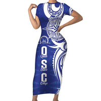 Personalised Queen Salote College Short Sleeve Bodycon Dress QSC Est 1926 Ngatu Pattern - Polynesian Pride